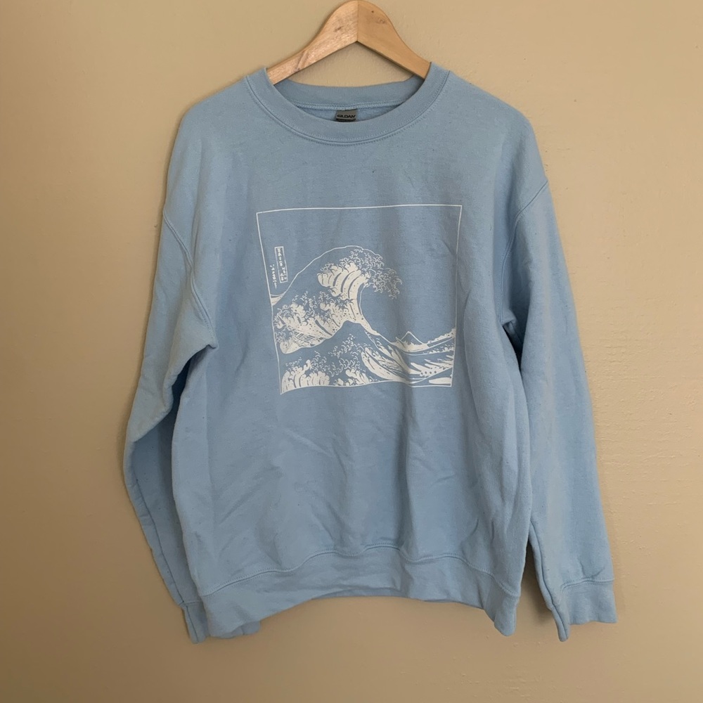 Light blue great wave sweatshirt
